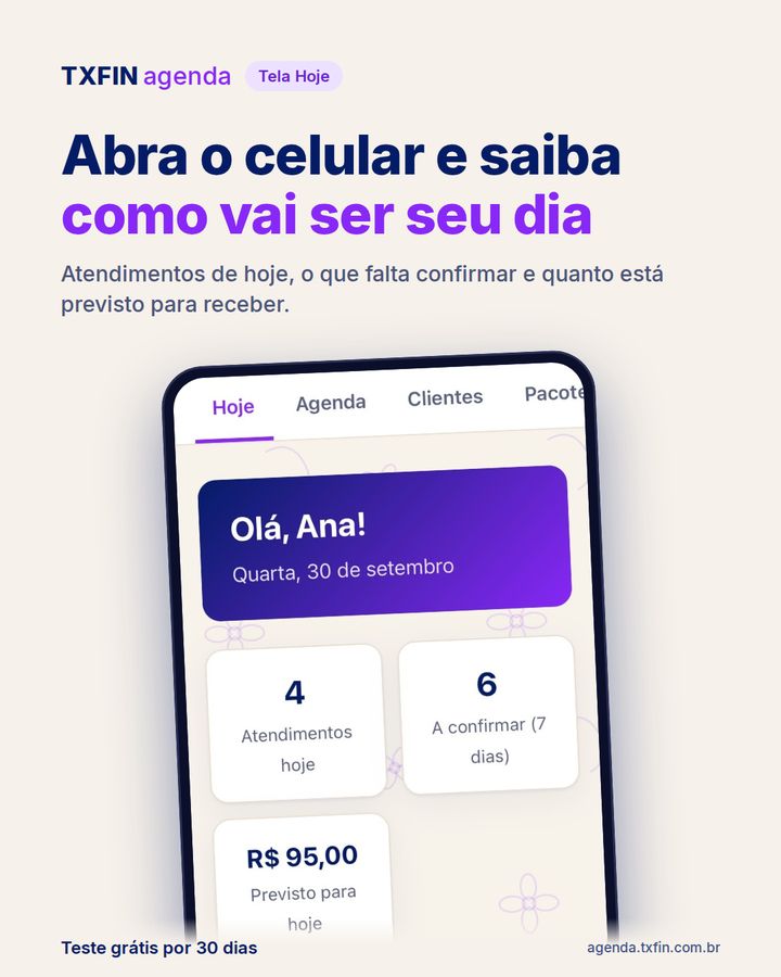 Tela Hoje do TXFIN Agenda