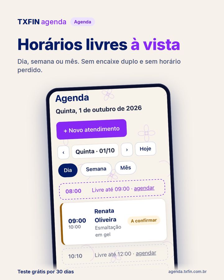 Agenda com horários livres