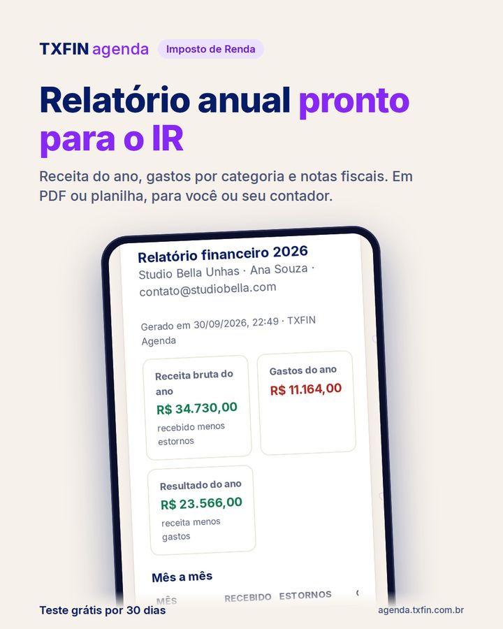 Relatório anual para o Imposto de Renda