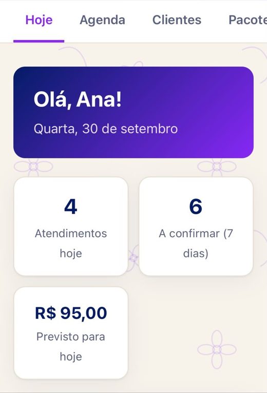 Tela Hoje com os atendimentos do dia